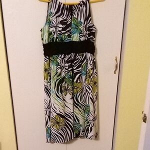 Sleeveless New Directions Womans Floral Zebra Print Dress Size Large Mint